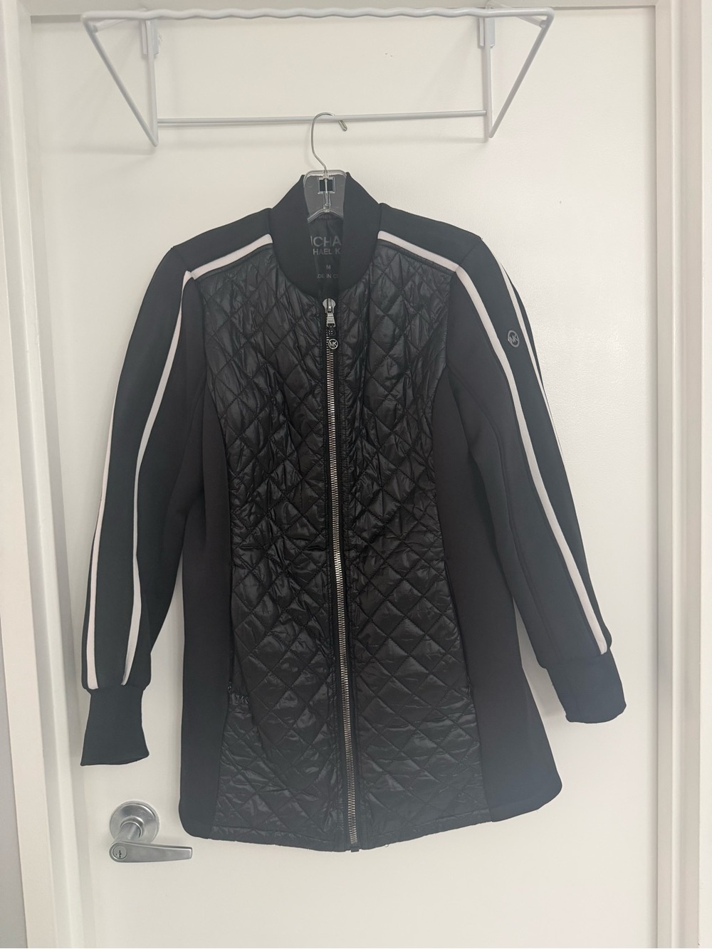 Michael Kors Black Coat with White Stripe Detailing